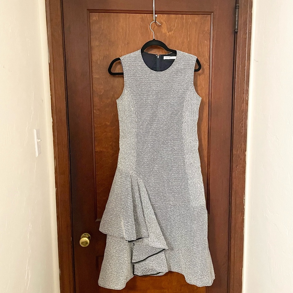 ADEAM Textured Side Ruffle Midi Dress - Picture 3 of 6